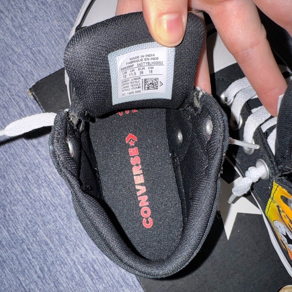 Converse Kids Black and Yellow Flame Sneakers - Picture 5 of 12